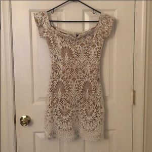 White lace off the shoulder dress